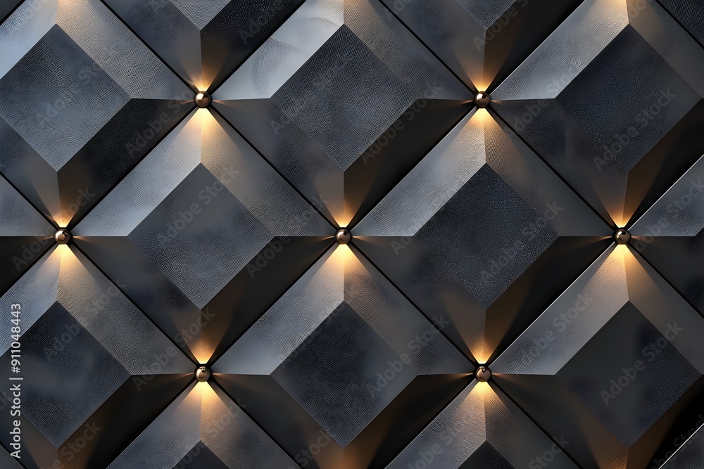 Aufkleber a seamless pattern of dark grey metal tiles with light reflecting off the surface, creating an abstr