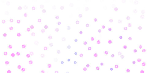 Light pink, blue vector doodle texture with flowers.