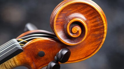 Violin Scroll and Strings: A Detailed Close-up View