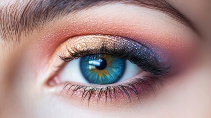 Obraz premium Close-up of Woman's Eye with Vibrant Eyeshadow - Makeup Inspiration