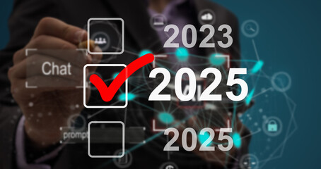  New Year 2025 business plan, strategies, goal, development and success. 