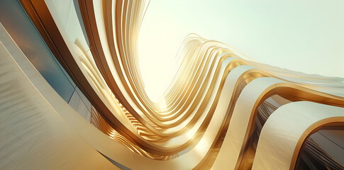 Golden Architecture 3D Illustration