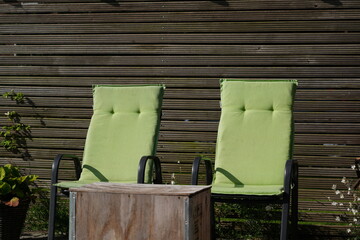 Chairs standing in sun