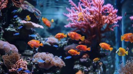 Fototapeta premium Beautiful Coral Reef and Lyretail Anthias