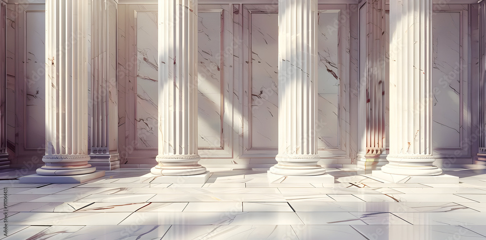 Poster marble columns and walls 3d render
