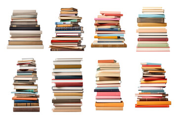 Book row png element set, transparent background