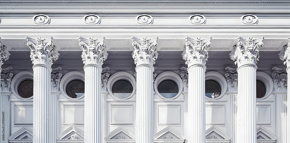 Poster white classical columns and windows - realistic architecture image