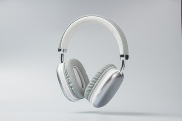 Wireless headphones on a gray background