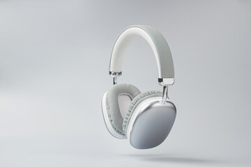 Wireless headphones on a gray background