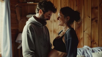Obraz premium The smiling expecting couple