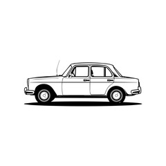 black and white vector illustration icon of car, about transportation