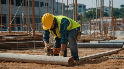 Full length of man working at construction site