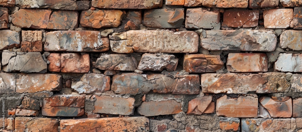 Poster background with a mix of weathered and fresh bricks for design and presentations showcasing a textur