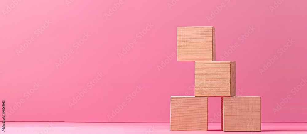 Poster feedback message wanted on wooden blocks against pink backdrop for a feedback symbol copy space imag