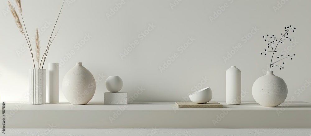 Poster various platforms provide props for product images positioned against a white backdrop for a clean c