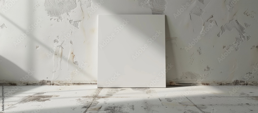 Poster a white paper placed on a white backdrop with ample copy space image