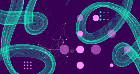 The abstract wave is made in a frame style. Template for science and technology presentation. Hand drawn vector art.