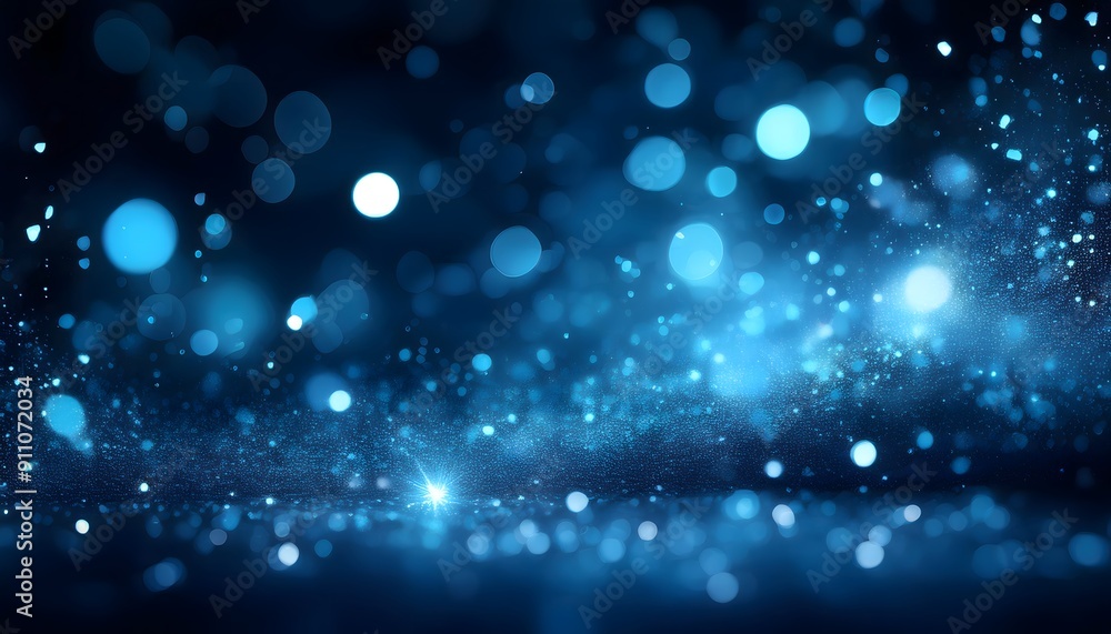 Wall mural Blue abstract background with bokeh