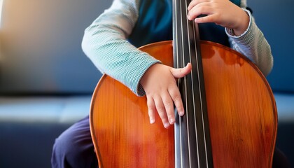 Kid playing on Cello
Child playing an instrument. 