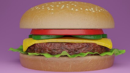 hamburger on a red background