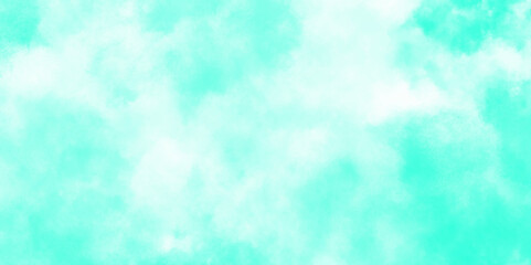 Aquarelle paint paper textured canvas for design. Abstract mint wall background with watercolor cloud and sky. Blue sky with white clouds Abstract nature