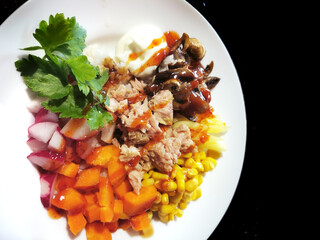 asian poke bowl food