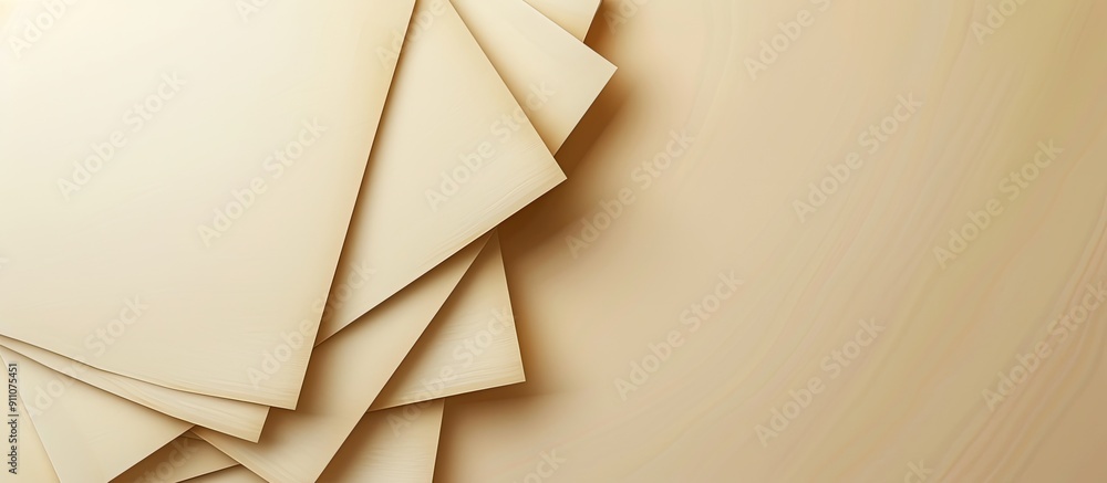 Poster beige background with a stack of blank paper providing copy space image