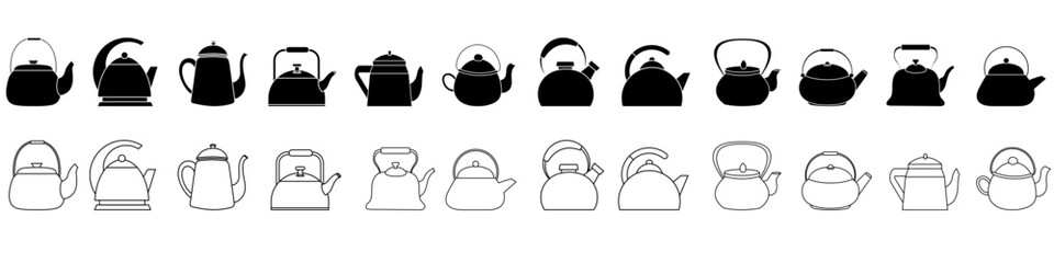 Kettle icon vector set. Teapot illustration sign collection. Pot symbol. Teakettle logo.