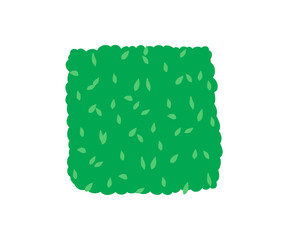 The bush is drawn in a flat style. Gardening, greenery, nature. Hand drawn vector illustration.
