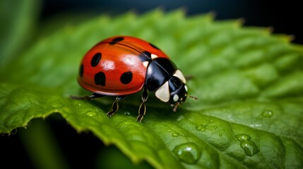 Fototapeta premium Ladybug leaf nature insect close up