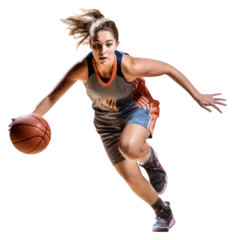 Fotobehang PNG Female basketball player dribbling motion sports. © Rawpixel.com