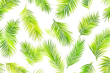 Watercolor palm leaves on a white background.