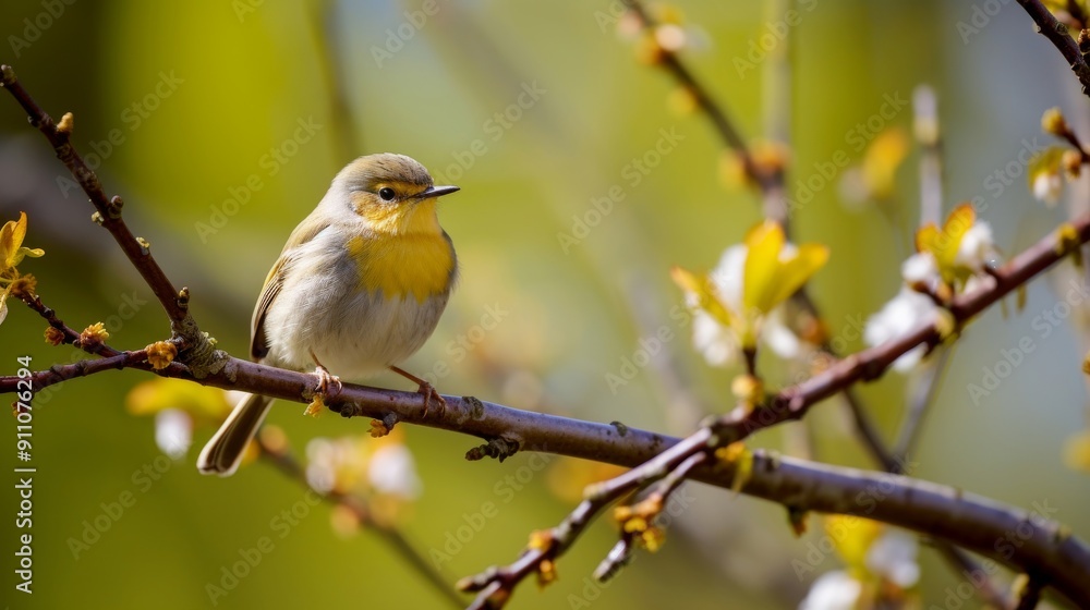 Canvas Prints Avian calmly sitting on green tree branch