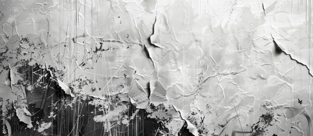 Poster grungy newspint textured design on a white scratched paper backdrop with copy space image
