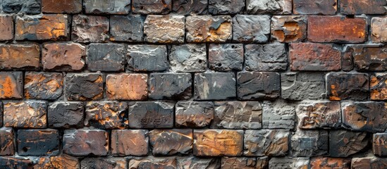 Obraz premium Combination of vintage and new bricks forming a textured brick wall suitable as a backdrop for design projects and presentations with copy space image
