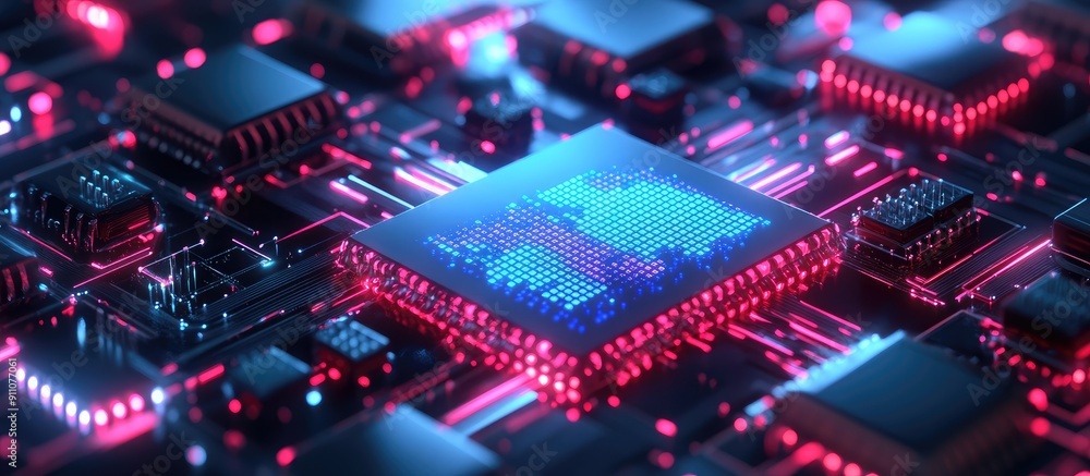 Poster 3d abstract technology background featuring personal data security handling and protection with elec