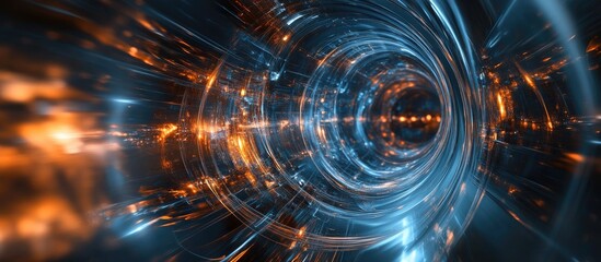 3D Abstract Fractal Background with Technological Elements