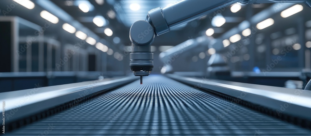 Aufkleber 3d render advanced robotic arm on conveyor line for electronic enclosure production programmable ai 