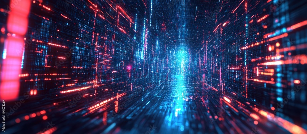 Poster 3d rendered metaverse text illustrating technological glitches with dynamic screen effects and inter