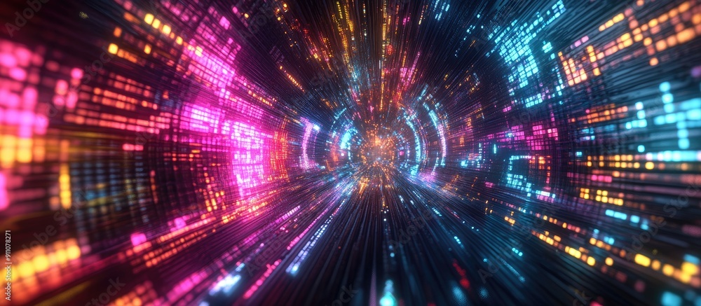 Poster 3d rendered metaverse text illustrating technological glitches with dynamic screen effects and inter