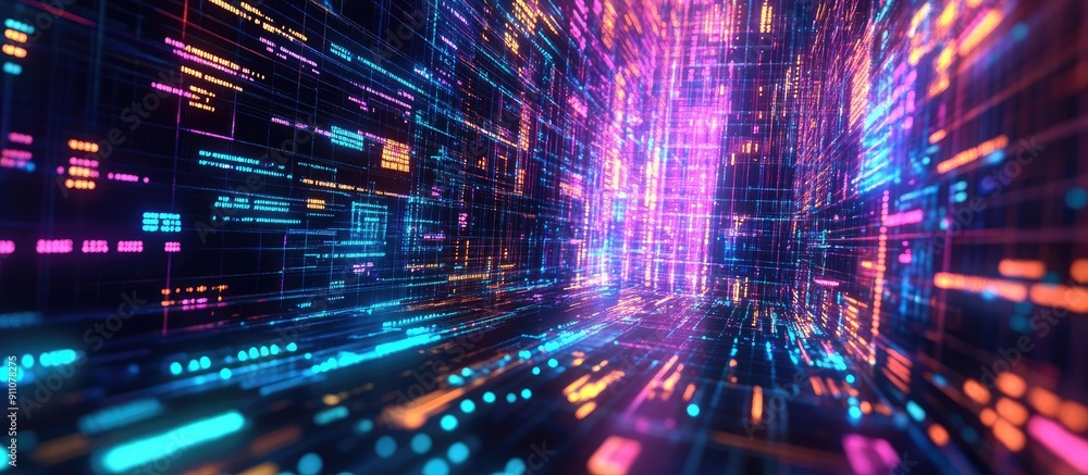 Poster 3d rendered metaverse text illustrating technological glitches with dynamic screen effects and inter
