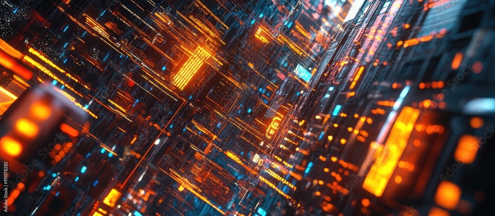 Poster 3d rendered metaverse text featuring screen effects and technological glitches with various interfer