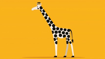 Fototapeta premium Simplified giraffe illustration with bold, minimalistic spots, 2D vector style, uncluttered and clean, perfect for educational materials