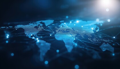 Obraz premium Abstract world map with glowing lines representing global connections.
