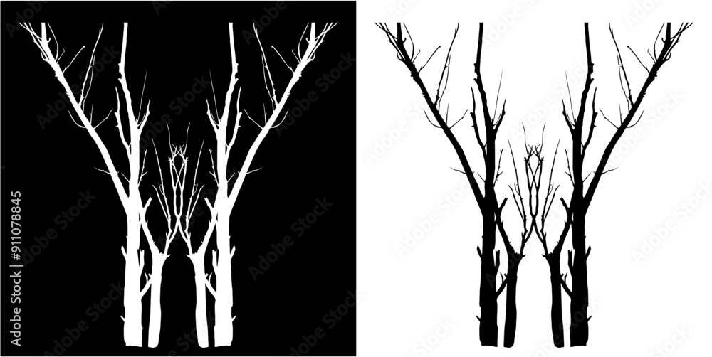 Sticker silhouette a trees