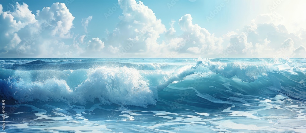 Poster scenic ocean waves with a stunning view perfect for a copy space image