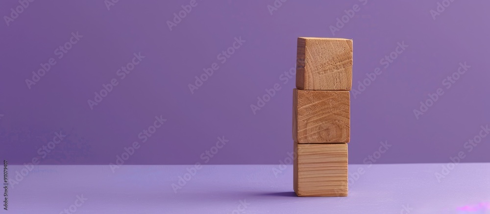 Poster a symbolic message of equal pay displayed on wooden blocks against a purple backdrop with a concept 
