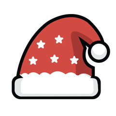 Santa hat flat icon. Christmas hat flat icon