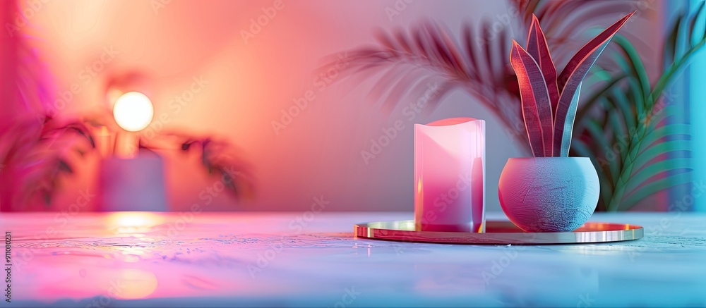 Poster product design ui with a contemporary blur gradient background ideal for a copy space image