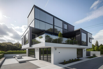 흰 외벽이 있는 2층 건물